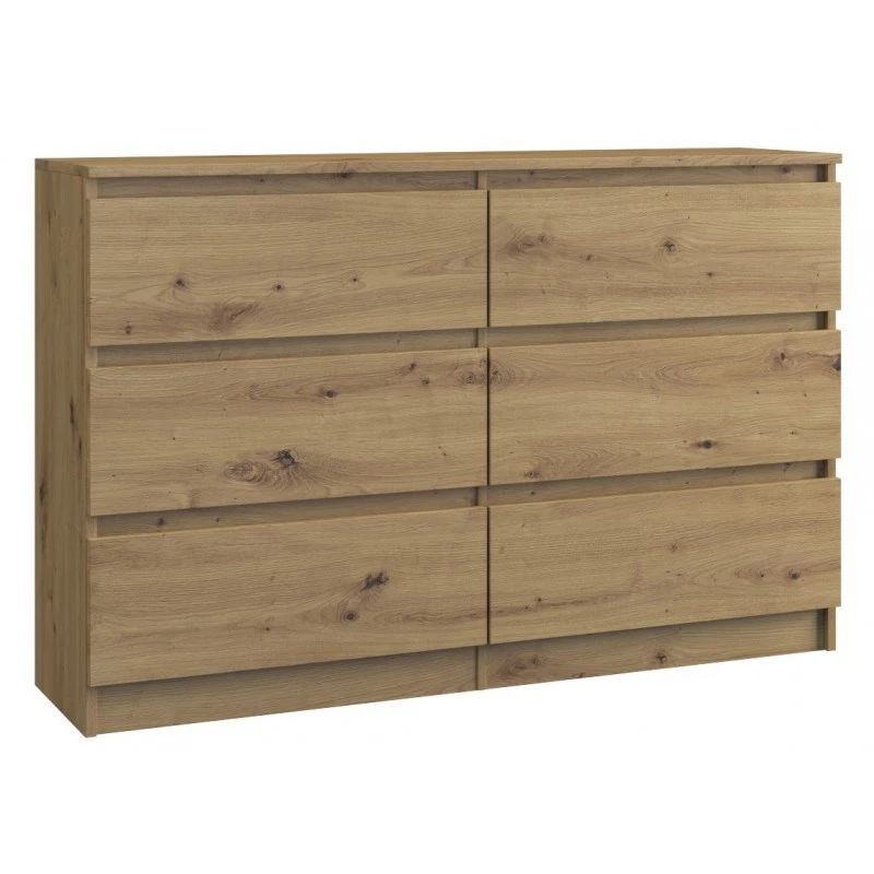 Top e shop M6 120 ARTISAN kummutipealne, tammeviimistlus, 6 sahtlit, 1200×300×770 mm