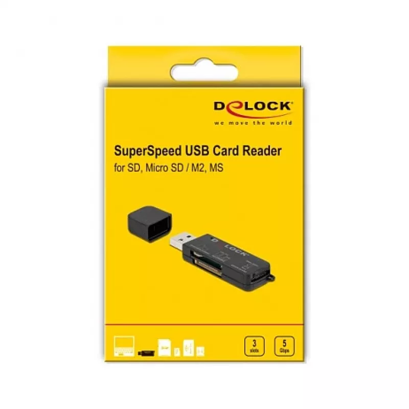 Kaardilugeja DeLOCK SuperSpeed USB SD, Micro SD, MS jaoks