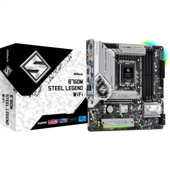 Emaplaat ASRock B760M Steel Legend WiFi — Intel B760, LGA 1700, micro ATX, DDR5, 4 DIMM, 128GB, Wi‑Fi 6E, 2.5Gb LAN