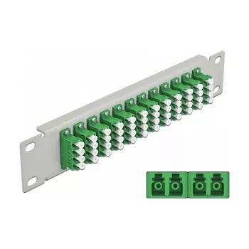 Fiiberoptiline patch-paneel DeLOCK 10 tolli 12 porti LC Quad roheline 1U hall