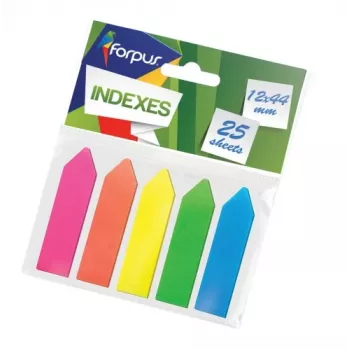 Paber-indeks Forpus, 12x44mm, Assorti, Plastik, nooled (5x25) 0718-105