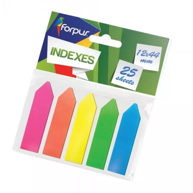 Paber-indeks Forpus, 12x44mm, Assorti, Plastik, nooled (5x25) 0718-105