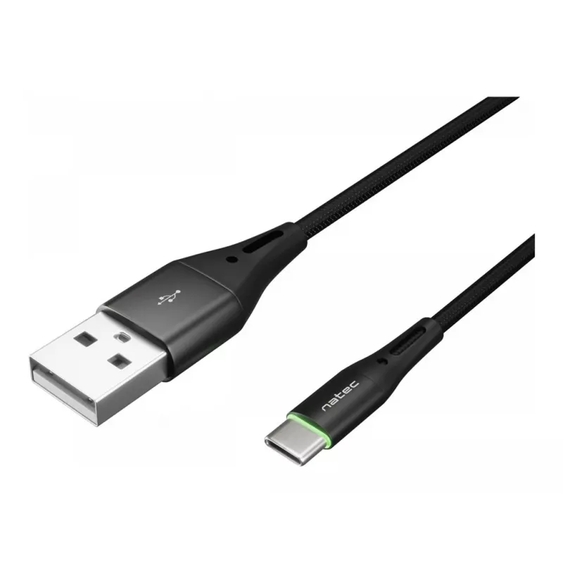 NATEC Kaabel USB-C/A 2.0 1m prati led must nailon