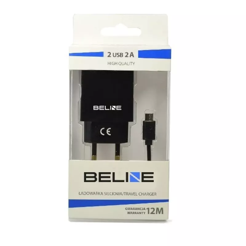 Reisilaadija Beline Beli0011 — 2×USB-porti, microUSB-kaabel, 2A väljund, must