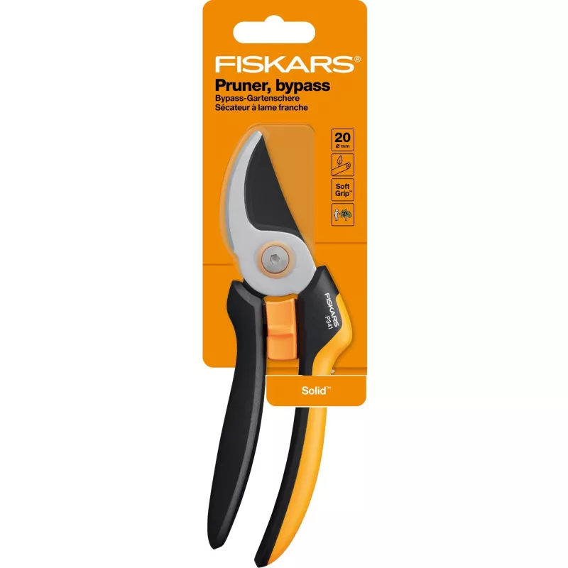 Fiskars Solid L P341 oksakäärid Bypass must, oranž