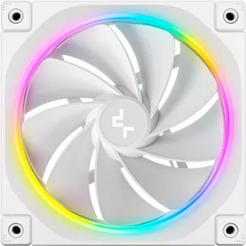 DeepCool FL12R 120 mm arvutiventilaator, valge, 2150 p/min, aktiivne PFC, ARGB taustvalgustus