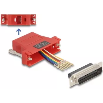 DeLOCK D-Sub 25 pin female to RJ45 female komplekteerimiskomplekt punane VGA RJ-45