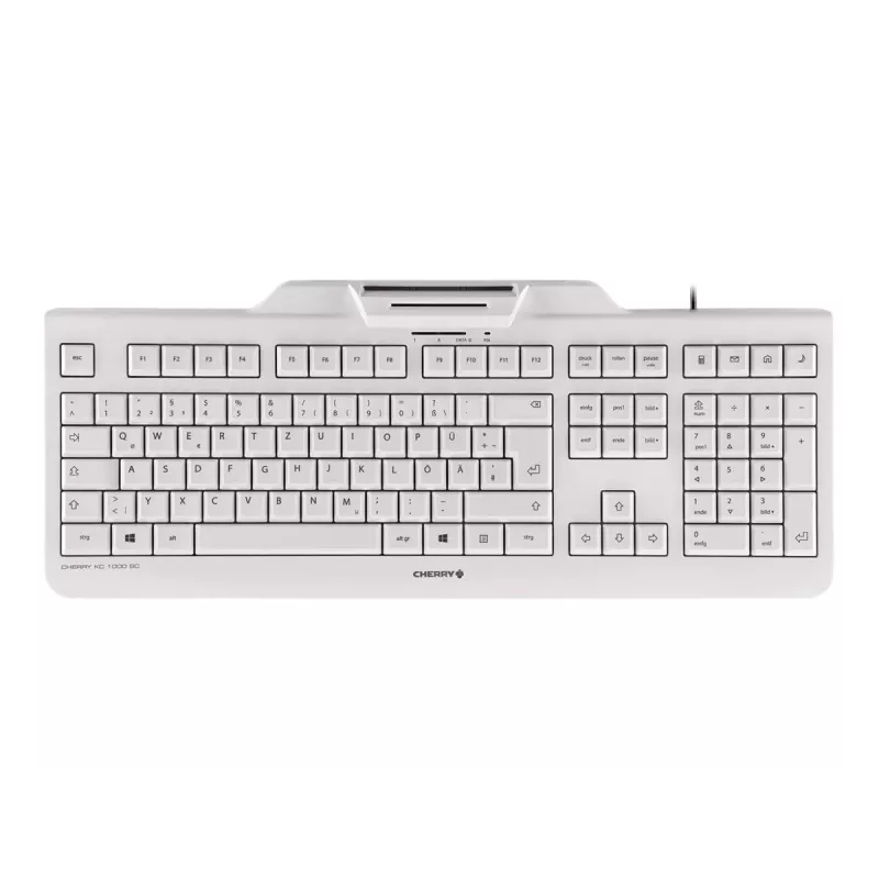 CHERRY KC 1000 SC juhtmega kiipkaardiga klaviatuur, helehall, USB, QWERTY (UK)
