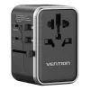 Vention reisiadapter FJFB0 65W — 2× USB-C PD/PPS, 2× USB-A (QC/BC), HDMI väljund, alumiinium/must