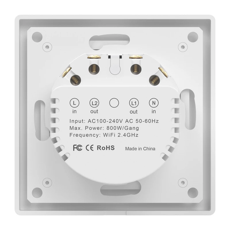 Seinale paigaldatav WiFi-puutelüliti Avatto TS20-EU-W2 — 2-kohaline, valge