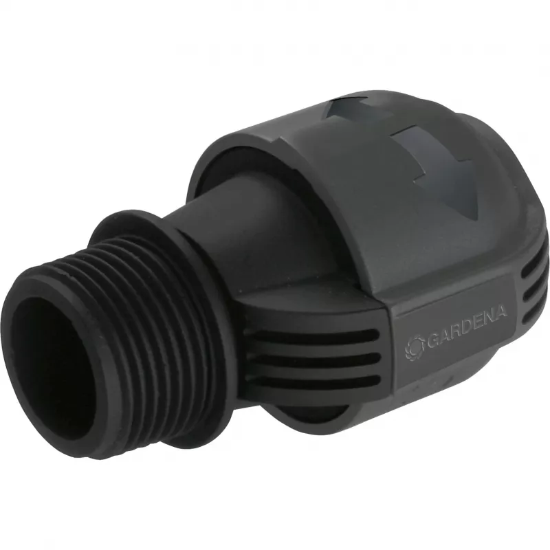 Sprinklersystem connector 25mm > 1, must ühendus/hall