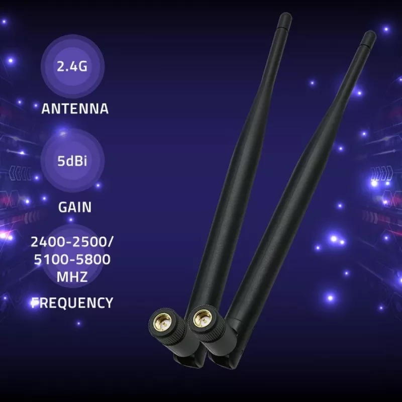 Sisene Wi‑Fi antenn QOLTEC 57046, kaheribaline 2,4–2,5 GHz ja 5,1–5,8 GHz, 5 dBi, 50 Ω