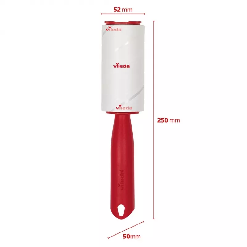 Rõivaste hooldustööriist VILEDA 173390 — isekleepuv lemmikloomakarvade rull, laius 52 mm, kõrgus 250 mm, ergonoomiline käepide