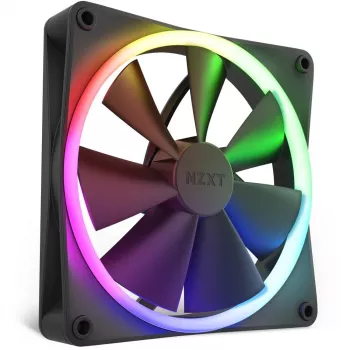 Korpuse ventilaator NZXT F140 RGB 14 cm, must, 500–1800 RPM, Fluid Dynamic Bearing, 4-pin, 18 LED-i