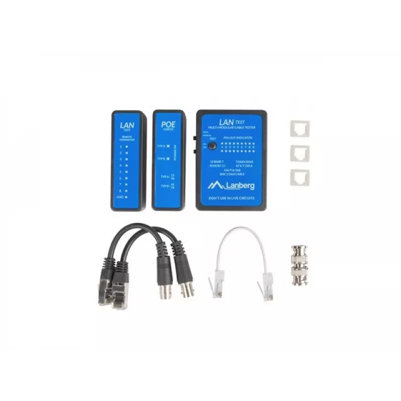 Võrgukaabli tester Lanberg NT-0404 PoE Tester Must Sinine