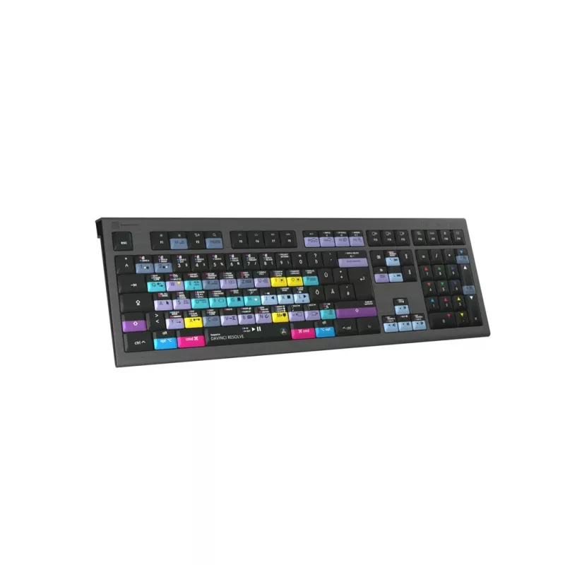 Logickeyboard ASTRA 2 DaVinci Resolve klaviatuur Macile, täissuuruses, juhtmega USB, käärmehhanism, QWERTZ saksa, must
