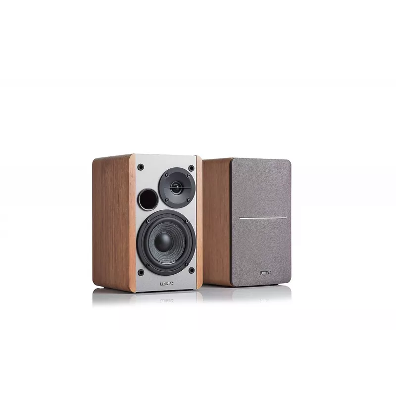 Edifier R1280T Active Bookshelf Speaker System with Remote Control and Dual RCA Inputs - Brown Wood