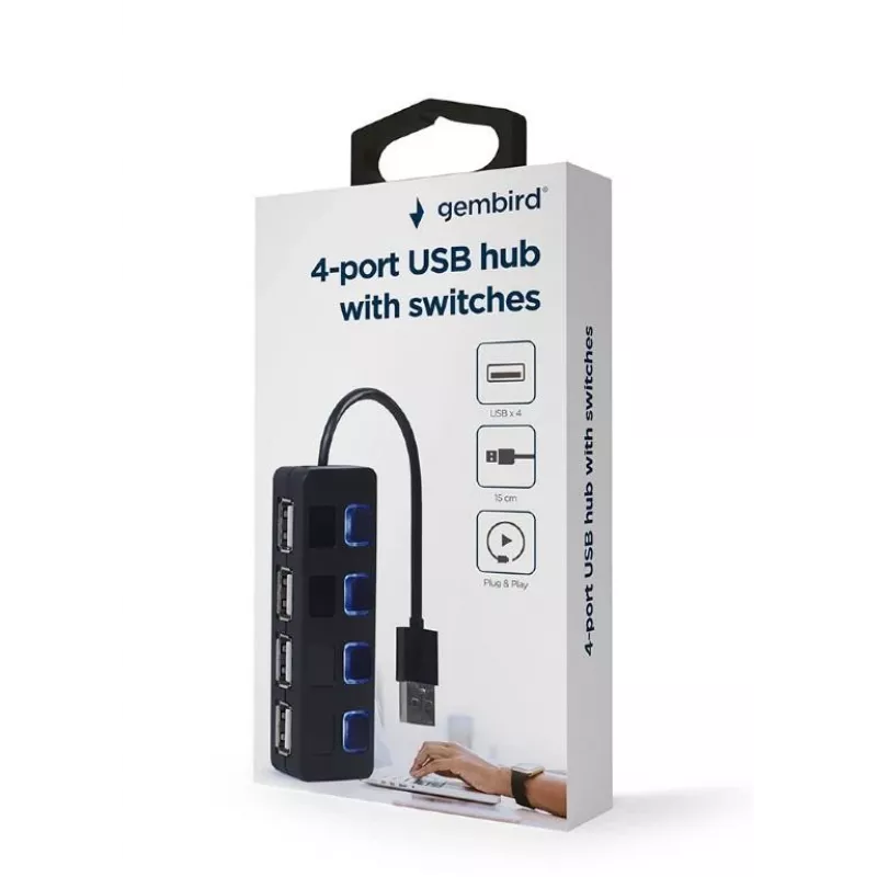 USB 2.0 liidese jaotur Gembird UHB-U2P4-05 nelja USB-pordiga