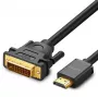 UGREEN DVI-HDMI-adapterkaabel HD106 — DVI (isane) - HDMI (isane), 1,5 m, FHD 1080p / 3840×2160