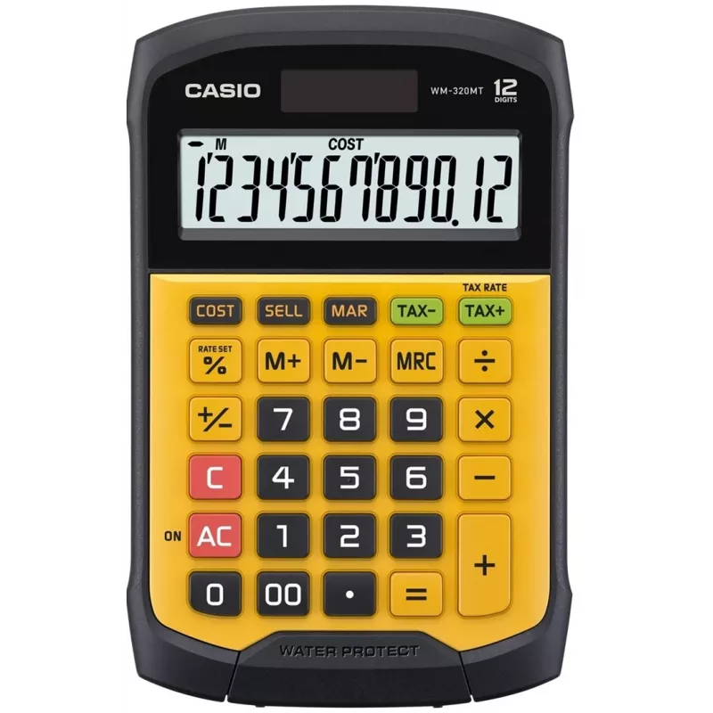 CASIO CALCULATOR OFFICE WATERPROOF WM-320MT-S, 12-kohaline ekraan. Eemaldatav klaviatuur, 108,5x168,5, Veekindel ja mustusekindel tase: IP54