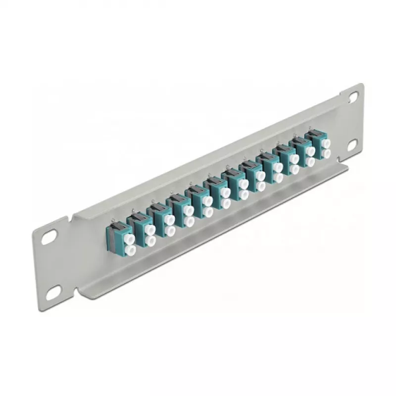 Fiiberoptiline jaotuspaneel DeLOCK 10 tolli 12 porti LC Dupleks Aqua 1U Hall