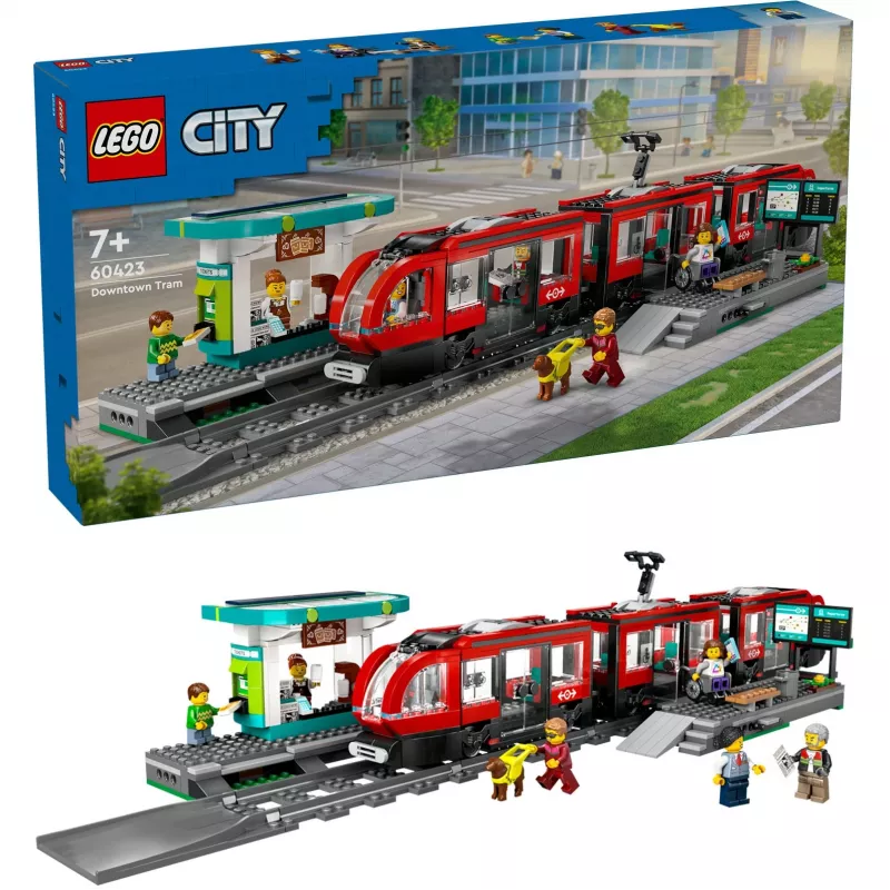 LEGO City linna trammi- ja jaama rollimängu ehituskomplekt lastele mängutrammiga, kingitus poistele ja tüdrukutele alates 7. eluaastast, kes armastavad sõidukeid
