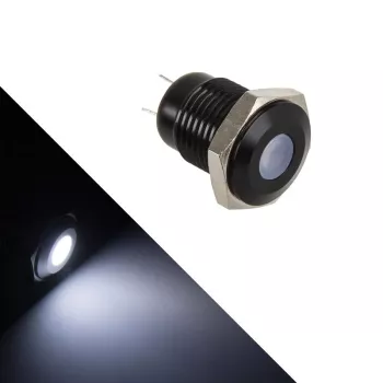 Valgustatud vandaalikindel surunupp Lamptron LAMP-SW2004-H, must polükarbonaat, valge täpp