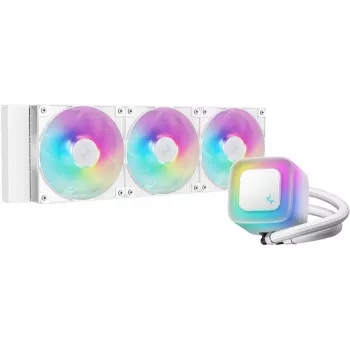 All-in-one vedelikjahuti DeepCool LE360 WH V2 12 cm Valge — 360 mm radiaator, 3x120 mm ventilaatorid, LGA 1851 tugi