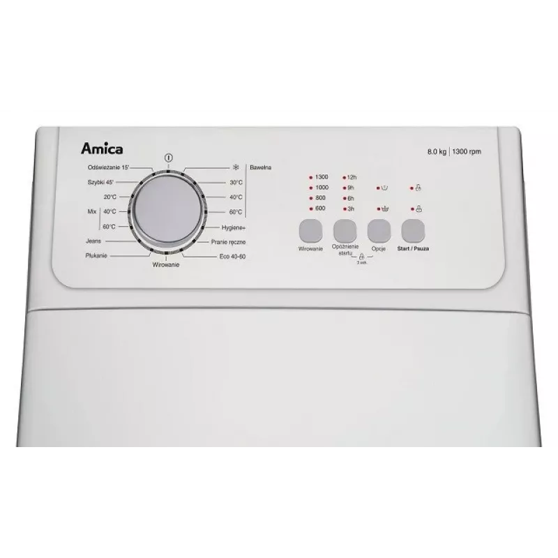 Pealtlaetav pesumasin Amica AGA3T813ANi, 8 kg, 1300 p/min, valge