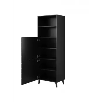 Hoiukapp cama meble ABETO 60×40×176,5 cm läikiv must, põrandal seisev, seina äärde