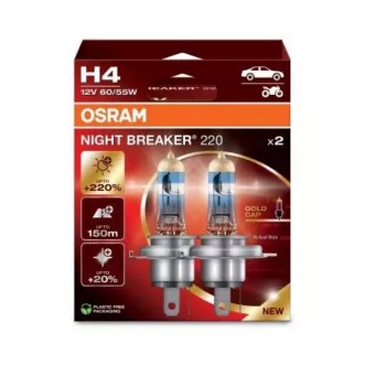 Halogeen esitulede pirn Osram NIGHT BREAKER 220 H4 — topeltpakend, 12V 60/55W