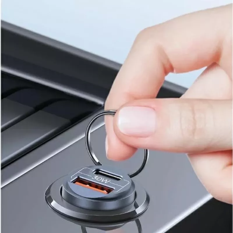 Autolaadija usams C38 30W — 1x USB-A + 1x USB-C kiirlaadimine