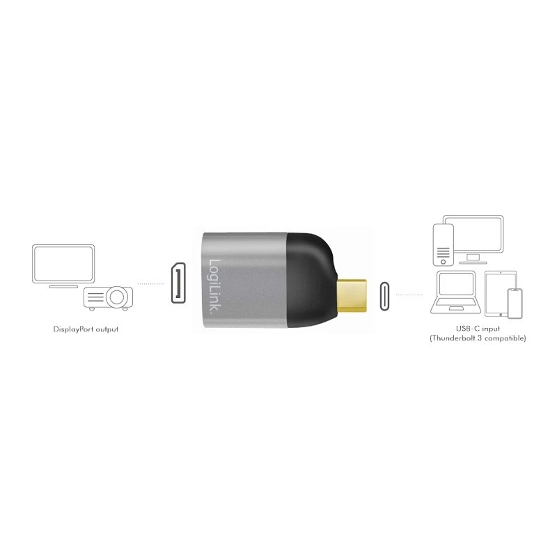 LogiLink CUA0204 USB-C kuni DisplayPort kaabli pistikuadapter Must Hall