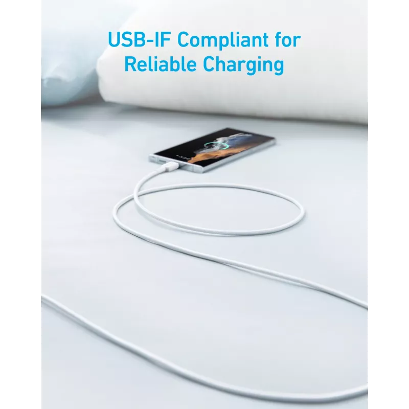 USB A – USB C kaabel Anker A81H5G21 — 0,9 m, valge