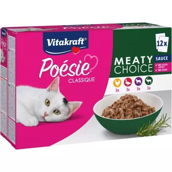 Märg kassitoit Vitakraft Poésie Classique Meaty choice 12 x 85 g — linnuliha, täiskasvanud kassid, 12-pakend