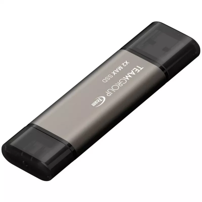 TeamGroup X2 MAX 1 TB kahe liidesega USB-A/USB-C mälupulk, USB 3.2 Gen 2, titaan/must