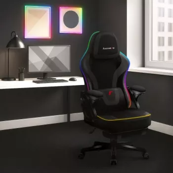 Mängutool huzaro HZ-FORCE 4.6 RGB Must Mesh — ergonoomiline, kõrgusreguleeritav, RGB-valgustus, riidest iste, max 130 kg