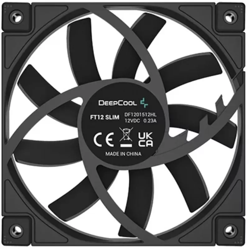 120 mm PWM õhuke korpuseventilaator DeepCool FT12 õhuke — must, madala profiiliga disain, PWM-juhtimine