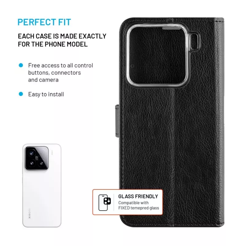 Fixed Opus | Raamatukohver | Xiaomi | 15 | Nahk | Must