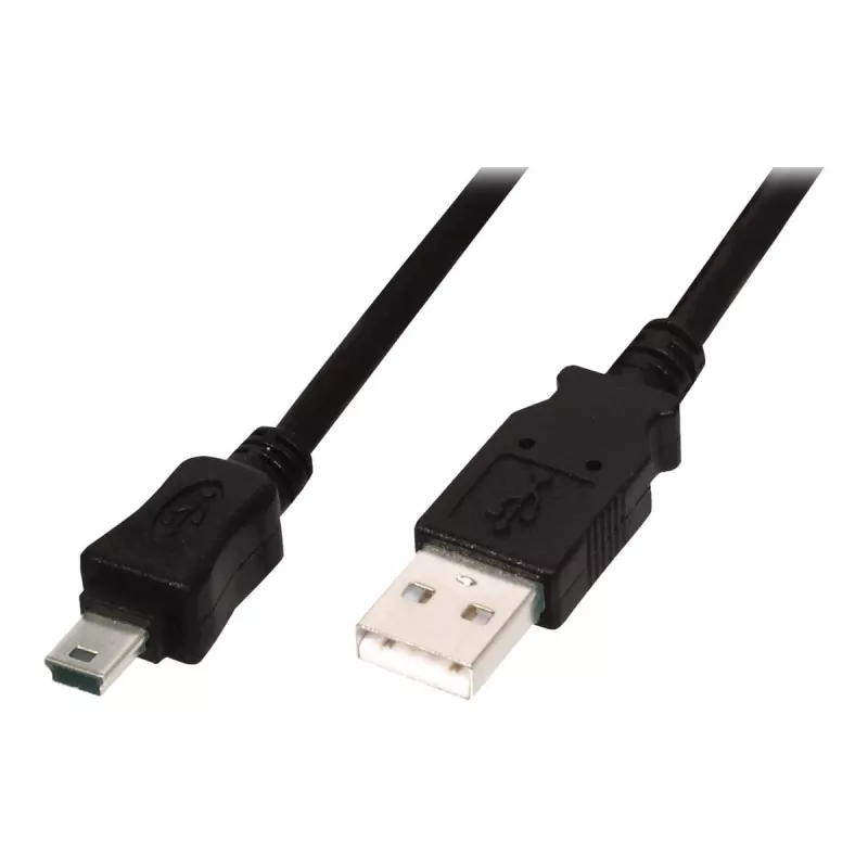 Digitus ASSMANN - USB-kaabel - USB tüüp A, 4-kontaktiline (M) - Mini-USB, tüüp B (M) - 1 m (USB / Hi-Speed USB) - Vormitud - Must (AK-300108-010-S)