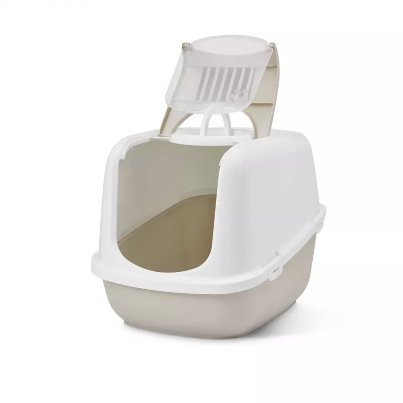Kaetud kassiliivakast Savic Nestor Jumbo, plastik, 66,5×48,5×46,5 cm, kohvi/valge