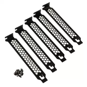 PCI-pilude katted 5-pakendis mustad Kolink KL-PCIE-5 — metallist tühjendusplaadid laienduspesadele
