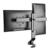 Monitorihoidik MACLEAN MC-854 kahele kuvarile 17–27 tolli VESA 75x75 / 100x100, kahe haruga lauakinnitus