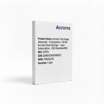 Acronis True Image Advanced - 5 arvutit + 50 GB Acronis Cloud Storage - 1 aasta tellimus - ESD-Allalaadimine