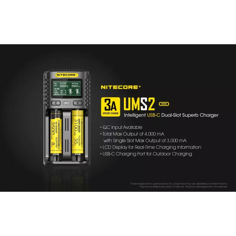 Nitecore UMS2 akulaadija majapidamisaku DC Liitium-ioon Nikkel-kaadmium
