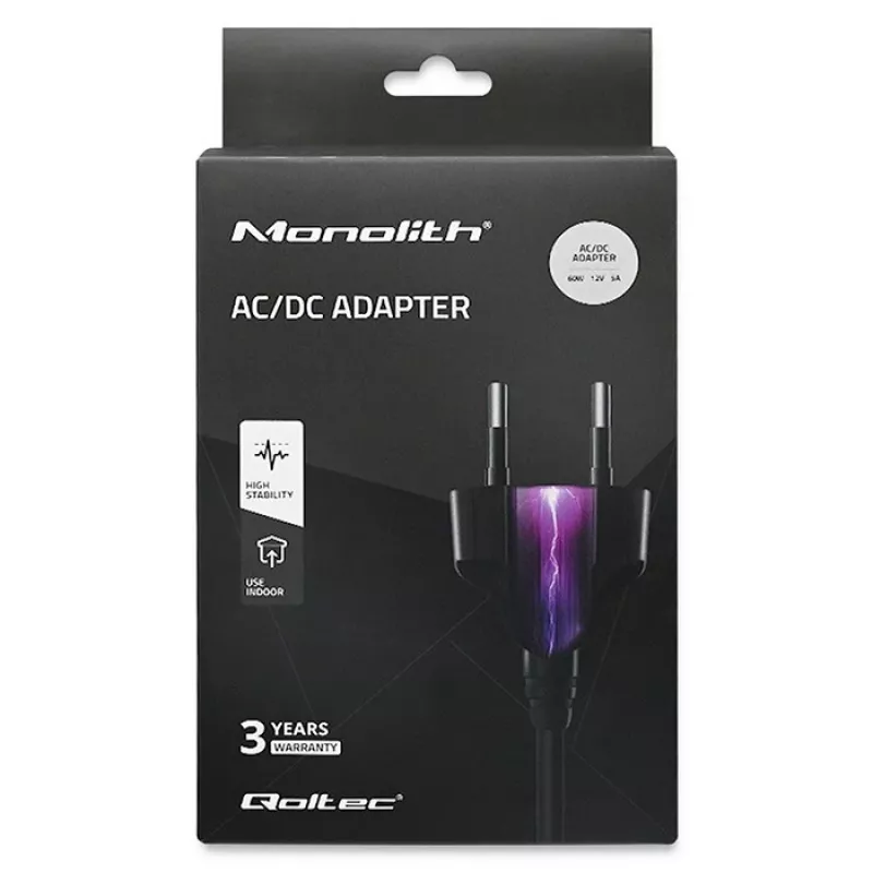 Lauaarvuti toiteplokk QOLTEC 60W 12V 5A kaasaskantavatele seadmetele