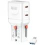 Reisilaadur World 65W USB-C + USB-A valge