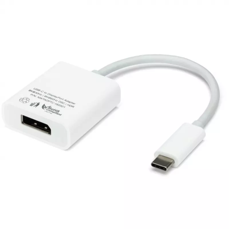 USB-adapter, USB-C-pistik > DisplayPort-pesa (valge, 11 cm)