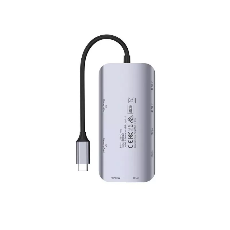 USB-C Hub Unitek D1122A01 koos 2x HDMI 4K ja 100W toiteedastusega
