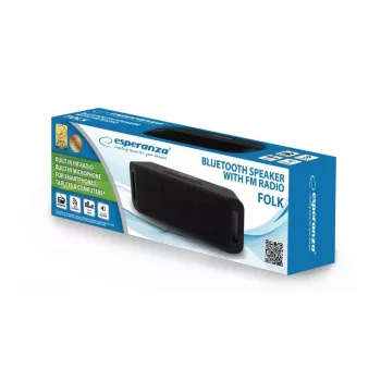 Stereo kaasaskantav kõlar ESPERANZA FOLK Must — 6 W RMS, Bluetooth, MicroSD, LiPo aku